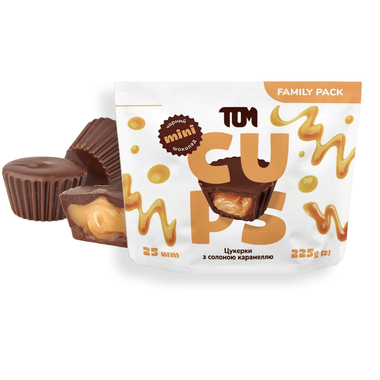 Mini Cups dark chocolate with salted caramel, 25 pcs
